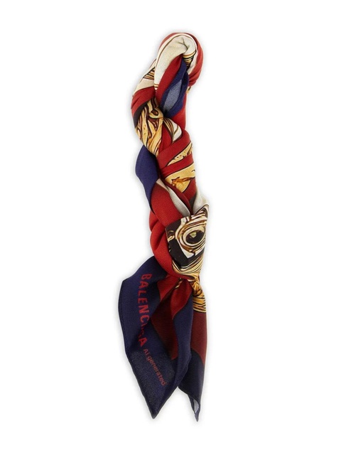 Balenciaga patterned silk twill scarf - Red - zdjęcie produktu nr 1