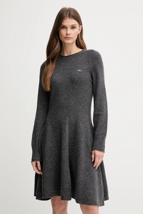 Lacoste sukienka wełniana kolor szary mini rozkloszowana EF4161 - zdjęcie produktu nr 1