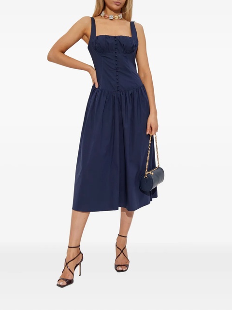 Cult Gaia Emmett buttoned gathered midi dress - Blue - zdjęcie produktu nr 2