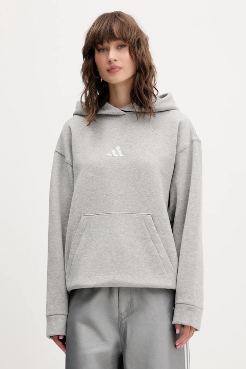 adidas bluza All Szn Holiday damska kolor szary z kapturem z nadrukiem JV5757 - zdjęcie produktu nr 1