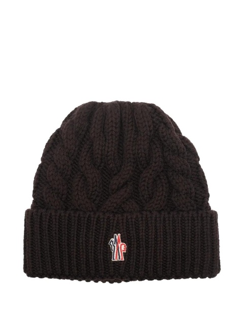 Moncler Grenoble logo-patch beanie - Brown - zdjęcie produktu nr 1