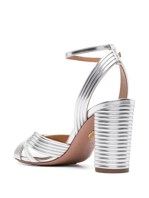 Aquazzura Very Sundance 85mm metallic sandals - Silver - zdjęcie produktu nr 2