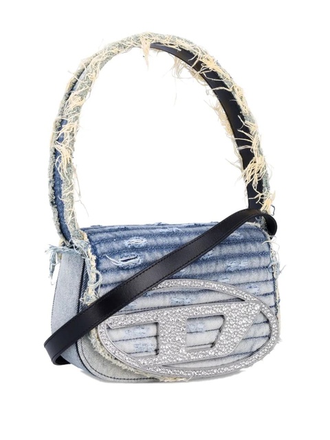 Diesel 1DR crystal-embellished denim shoulder bag - Blue - zdjęcie produktu nr 2