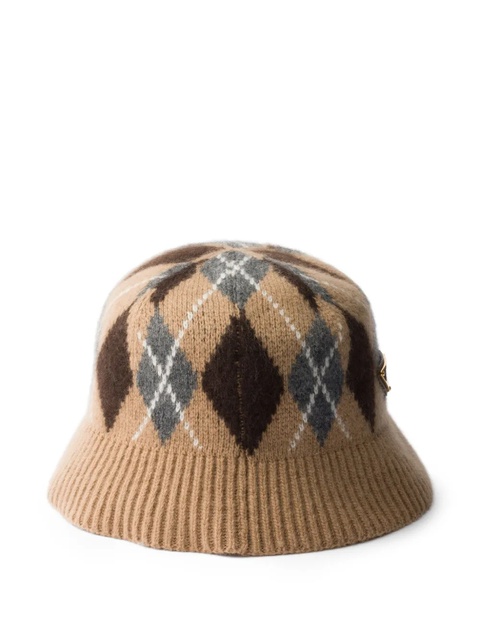 Prada argyle-knit bucket hat - Brown - zdjęcie produktu nr 2