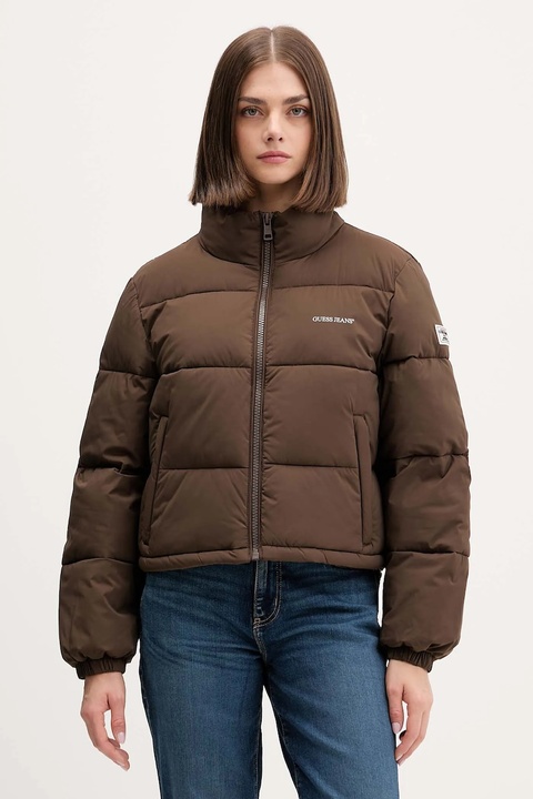 Guess Jeans kurtka damska kolor brązowy zimowa W4BL20 WGII2 - zdjęcie produktu nr 1