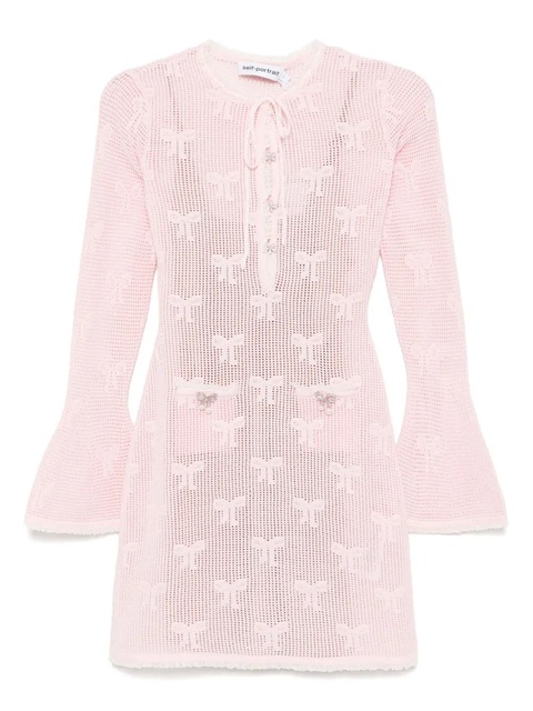 Self-Portrait Bow mini dress - Pink - zdjęcie produktu nr 1