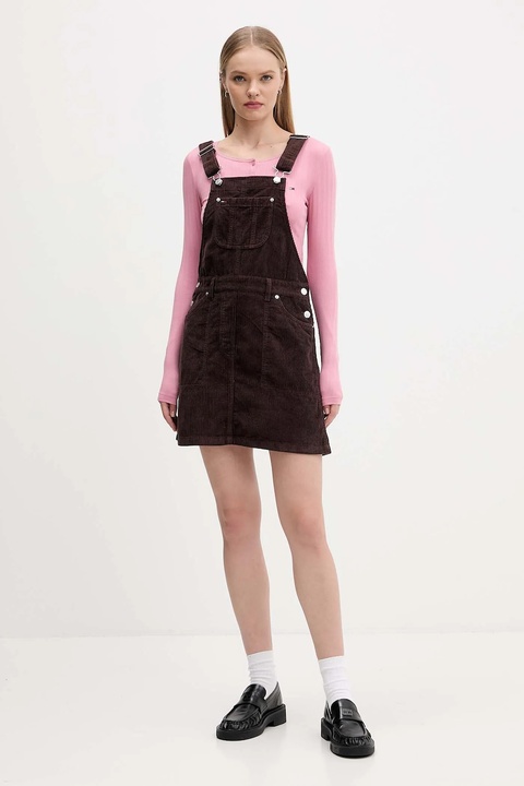 Tommy Jeans sukienka sztruksowa kolor brązowy mini rozkloszowana DW0DW21494 - zdjęcie produktu nr 2