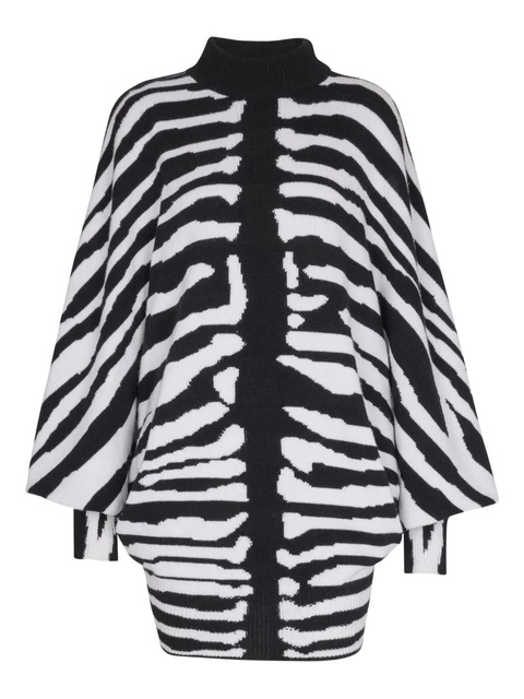 Balmain zebra-intarsia mini dress - White - zdjęcie produktu nr 1