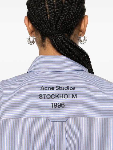 Acne Studios striped cropped cotton shirt - Blue - zdjęcie produktu nr 2