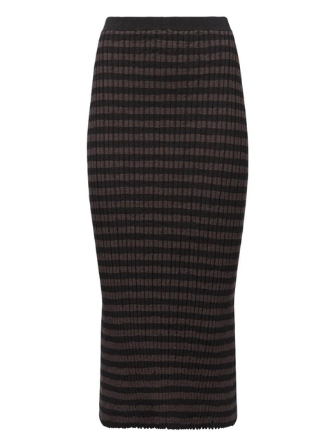 MM6 Maison Margiela ribbed striped midi skirt - Brown - zdjęcie produktu nr 1