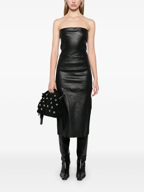 Maje bustier leather midi dress - Black - zdjęcie produktu nr 2