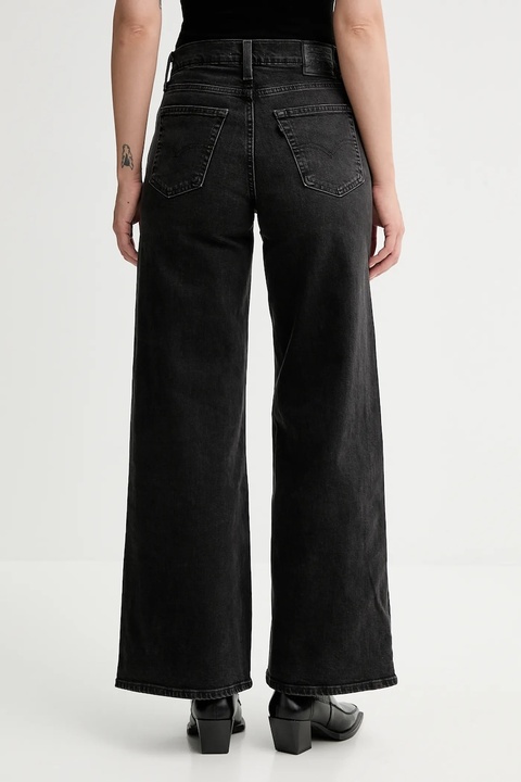 Levi's jeansy 728 HR WIDE LEG damskie kolor czarny 0039B - zdjęcie produktu nr 2