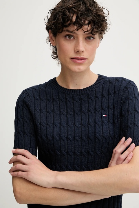 Tommy Hilfiger sweter bawełniany damskie kolor granatowy WW0WW45656 - zdjęcie produktu nr 2