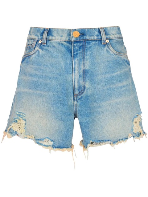 Balmain mid-rise frayed denim shorts - Blue - zdjęcie produktu nr 1