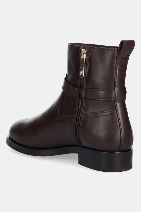 Tommy Hilfiger botki skórzane TH BUCKLE RIDING LEATHER BOOTIE damskie kolor brązowy na płaskim obcasie FW0FW08781 - zdjęcie produktu nr 2
