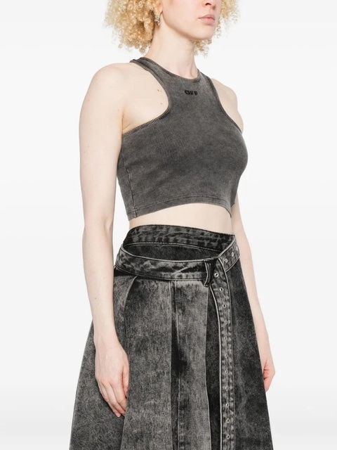 Off-White logo-embroidered crop top - Grey - zdjęcie produktu nr 2
