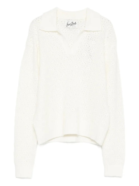 MC2 Saint Barth pointelle V-neck sweater - Neutrals - zdjęcie produktu nr 1