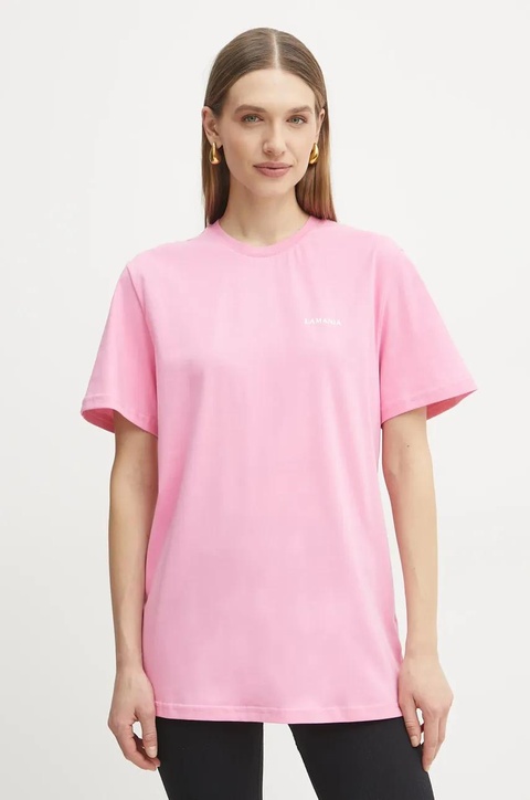 La Mania t-shirt bawełniany damski kolor różowy BONI.3 - zdjęcie produktu nr 1