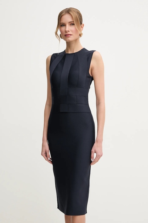 Herve Leger sukienka Julia kolor granatowy midi prosta BWE8498975 - zdjęcie produktu nr 1