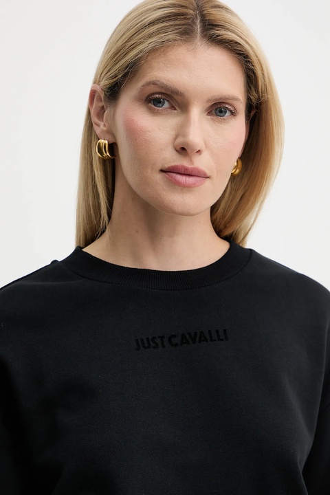 Just Cavalli bluza bawełniana damska kolor czarny gładka 79PAIE20 CF100 - zdjęcie produktu nr 2