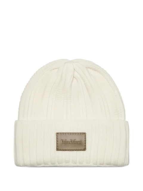 Max Mara ribbed patch beanie - White - zdjęcie produktu nr 1