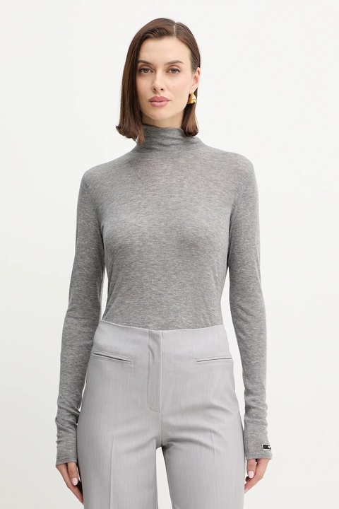 Elisabetta Franchi sweter z dodatkiem wełny damski kolor szary lekki MD61B56E2 - zdjęcie produktu nr 1