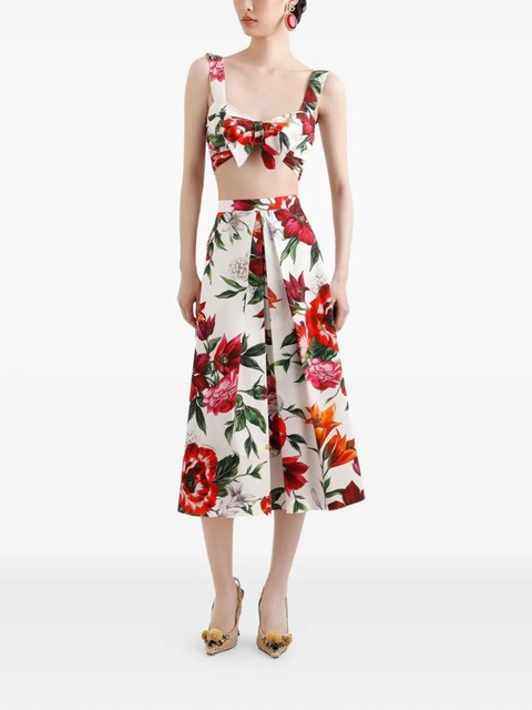 Dolce & Gabbana floral-print crop top - White - zdjęcie produktu nr 2