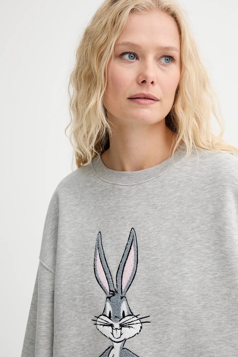 MUNTHE bluza bawełniana LAMI damska kolor szary z aplikacją 253111125363 - zdjęcie produktu nr 2