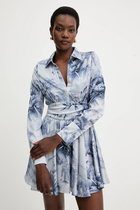 Guess sukienka CONCETTA kolor niebieski mini rozkloszowana W5YK00 WF1T2 - zdjęcie produktu nr 1