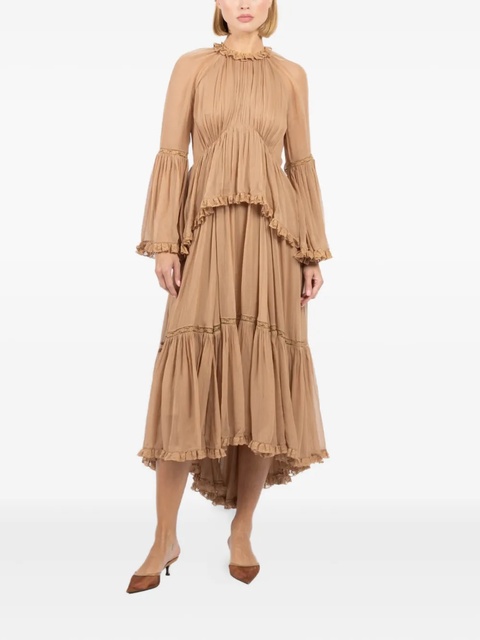 ZIMMERMANN Hypnotic asymmetric-hem midi dress - Neutrals - zdjęcie produktu nr 1