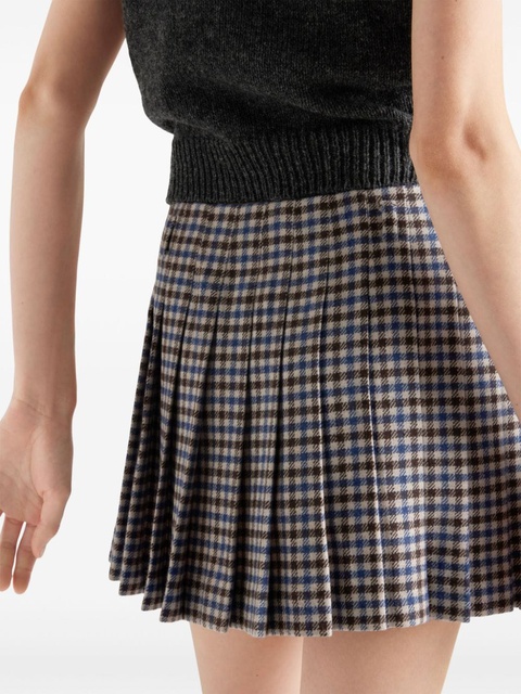 Prada checked wool mini skirt - Brown - zdjęcie produktu nr 2