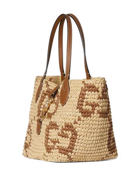 Gucci small horsebit straw tote bag - Neutrals - zdjęcie produktu nr 2
