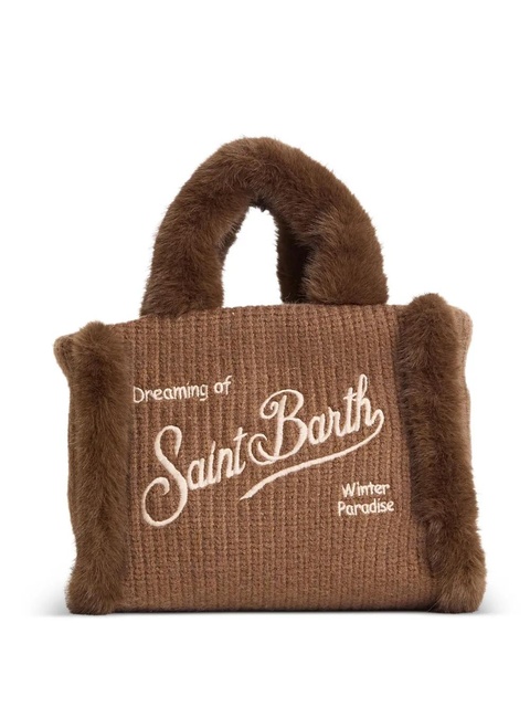 MC2 Saint Barth Colette shearling-trim knitted tote bag - Brown - zdjęcie produktu nr 1