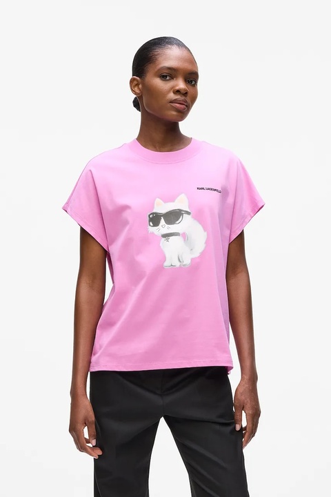 Karl Lagerfeld t-shirt bawełniany damski kolor różowy A2W17115 - zdjęcie produktu nr 1