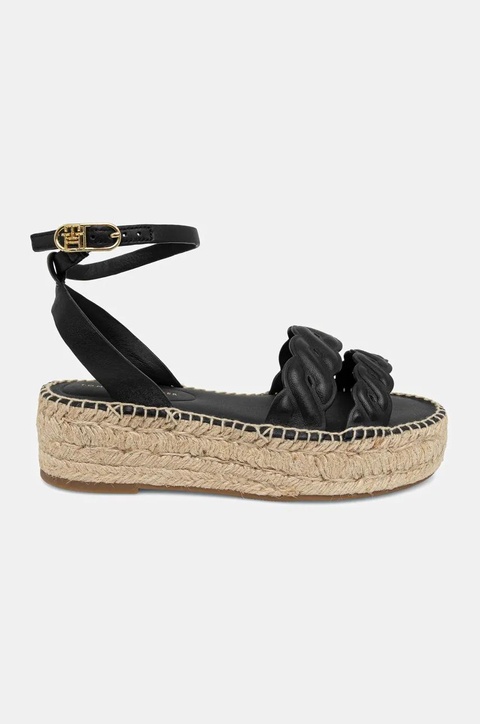 Tommy Hilfiger sandały skórzane LEATHER ROPE REAL ESPAD SANDAL damskie kolor czarny na platformie FW0FW08496 - zdjęcie produktu nr 2