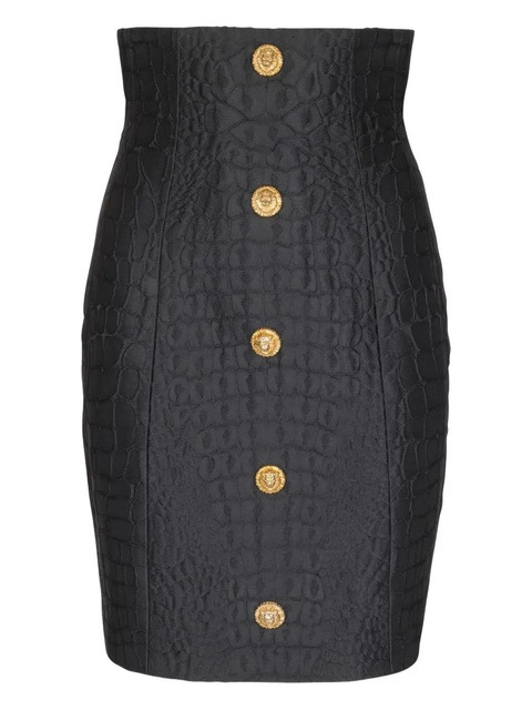 Balmain crocodile-effect button mini skirt - Black - zdjęcie produktu nr 1