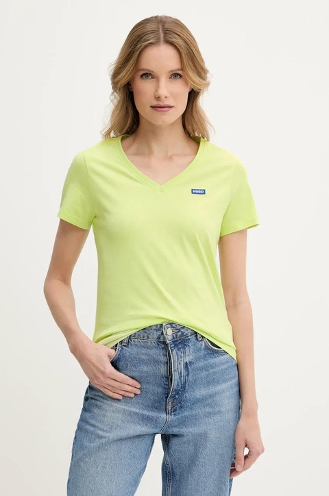 HUGO Blue t-shirt bawełniany damski kolor zielony 50513667 - zdjęcie produktu nr 1