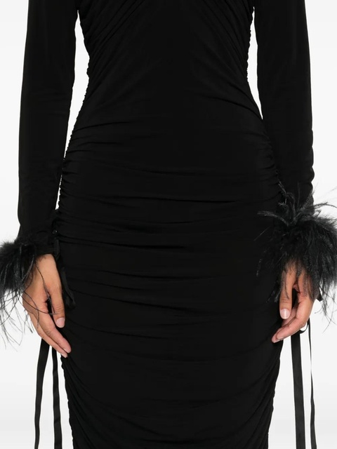 PINKO feather-trim midi dress - Black - zdjęcie produktu nr 1