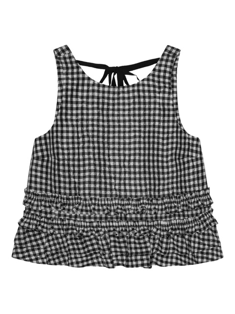 GANNI check-print ruffled top - Black - zdjęcie produktu nr 1