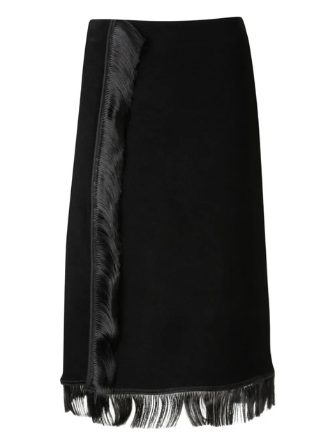 Jil Sander fringe-detail midi skirt - Black - zdjęcie produktu nr 1