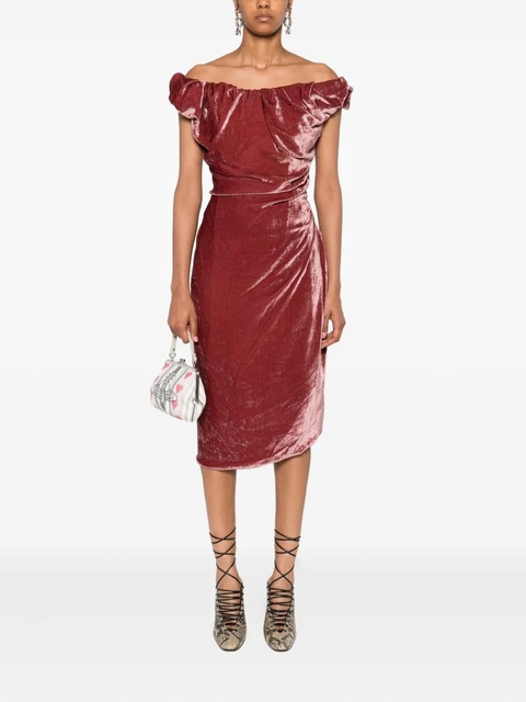Vivienne Westwood off-shoulder velvet midi dress - Red - zdjęcie produktu nr 1