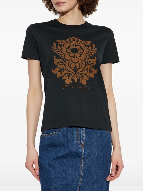 ETRO Flower-print cotton T-shirt - Black - zdjęcie produktu nr 2