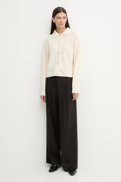 Marc O'Polo kardigan z dodatkiem wełny damski kolor beżowy ciepły 600609061081 - zdjęcie produktu nr 2