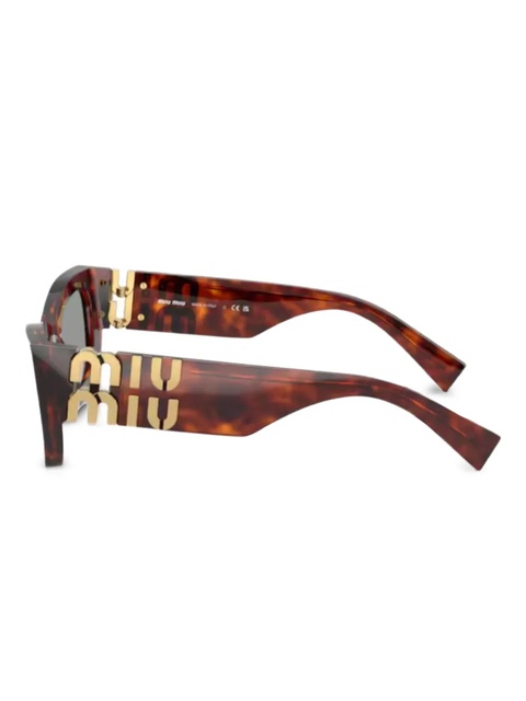 Miu Miu Eyewear logo-lettering sunglasses - Brown - zdjęcie produktu nr 2