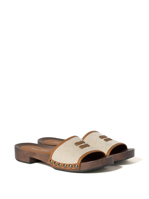 Miu Miu logo-embossed sandals - Neutrals - zdjęcie produktu nr 2