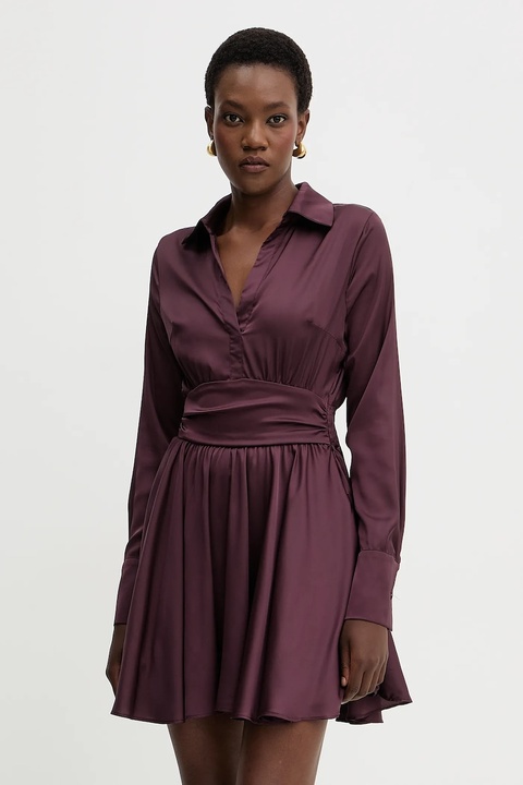 Guess sukienka CONCETTA kolor bordowy mini rozkloszowana W5YK00 WF1T2 - zdjęcie produktu nr 1