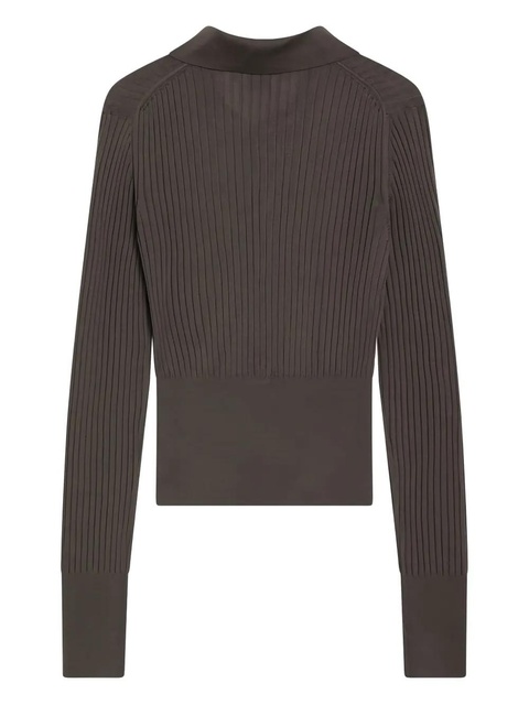 FENDI V-neck ribbed polo - Brown - zdjęcie produktu nr 2