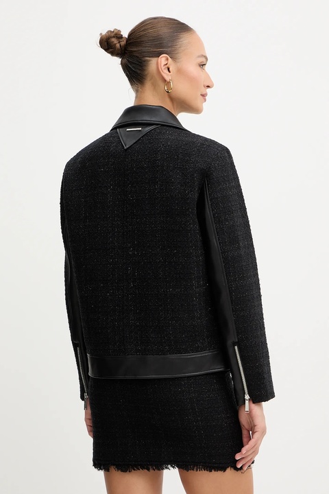 Karl Lagerfeld kurtka z dodatkiem wełny kolor czarny przejściowa B1W14001 - zdjęcie produktu nr 2