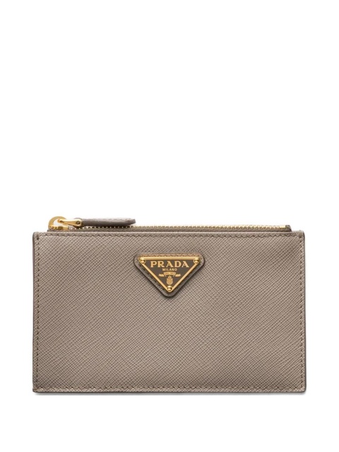 Prada triangle-logo zip card holder - Grey - zdjęcie produktu nr 1