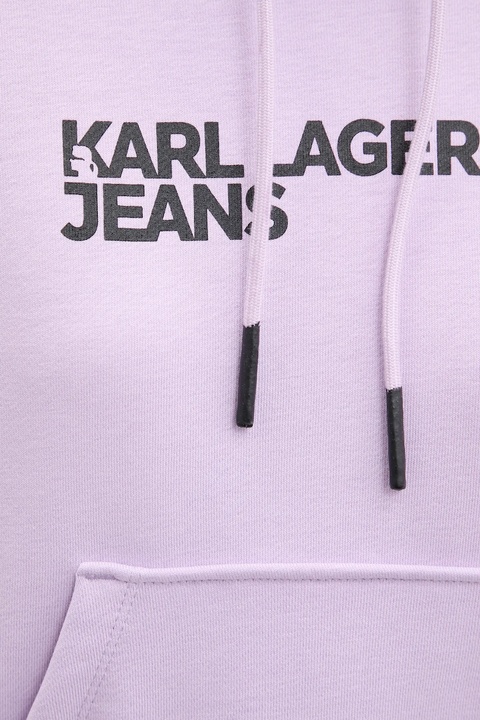 Karl Lagerfeld Jeans bluza damska kolor fioletowy z kapturem z nadrukiem A2W20053 - zdjęcie produktu nr 1